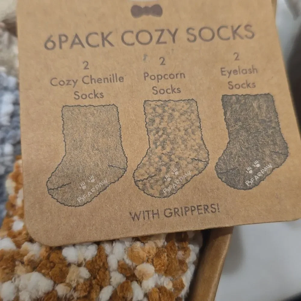 BearPaw‎ 6-PK Infant Cozy Socks w/Grippers